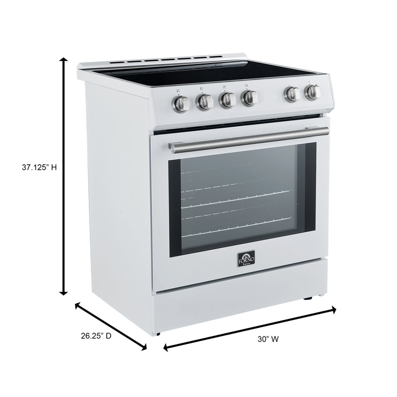 Load image into Gallery viewer, Forno Leonardo Espresso 30-Inch Slide-In White Induction Range, Convection Oven, 5 Cooking Zones, Touch Control Panel
