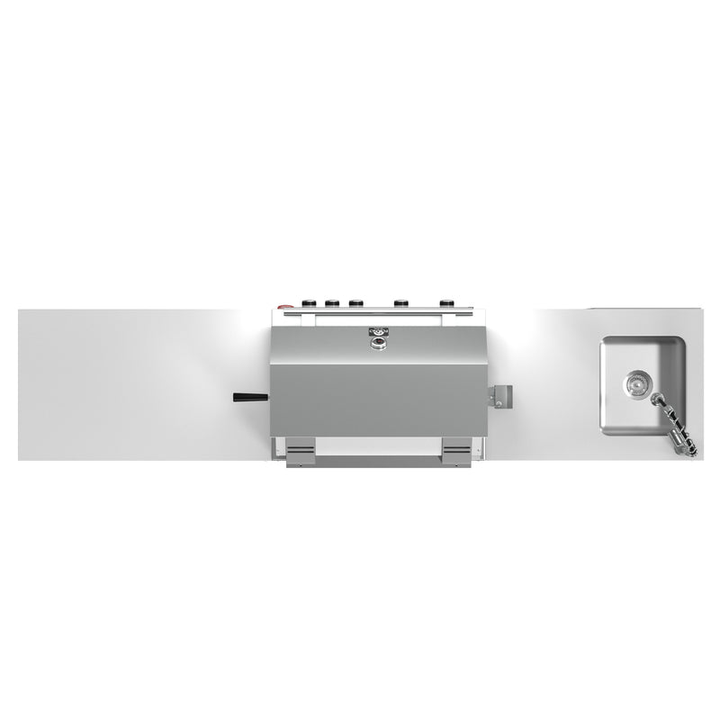 Load image into Gallery viewer, Forno Bulnes 30-Inch, Stainless Steel Outdoor Kitchen BBQ, 60,000 BTU, 3 Burners with Sear &amp; Rotisserie Infrared Burners with Beverage Center &amp; White Sintered Stone Countertops - FODKT2506WHT

