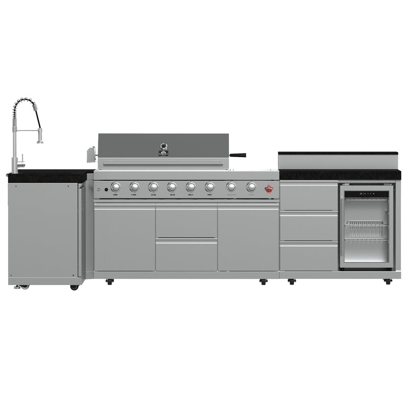 Load image into Gallery viewer, Forno Bulnes 40-Inch, Stainless Steel BBQ, with 5 Burners, Sear &amp; Rotisserie Infrared, Beverage Center &amp; Black Granite Countertops - FODKT2520BLK
