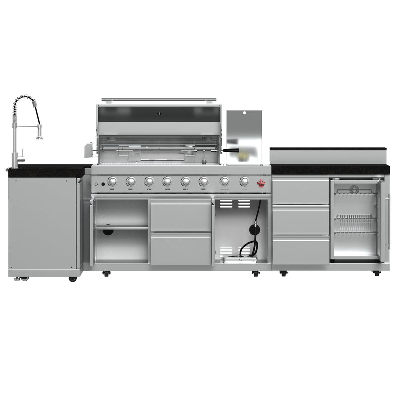 Load image into Gallery viewer, Forno Bulnes 40-Inch, Stainless Steel BBQ, with 5 Burners, Sear &amp; Rotisserie Infrared, Beverage Center &amp; Black Granite Countertops - FODKT2520BLK

