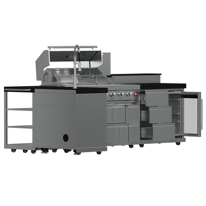 Load image into Gallery viewer, Forno Bulnes 40-Inch, Stainless Steel BBQ, with 5 Burners, Sear &amp; Rotisserie Infrared, Beverage Center &amp; Black Granite Countertops - FODKT2520BLK
