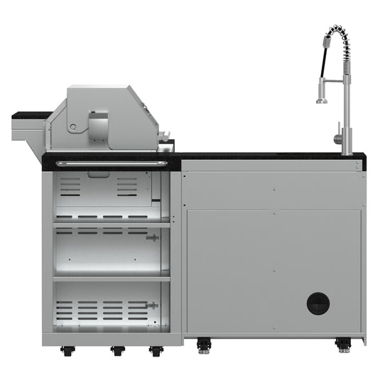 Forno Bulnes 40-Inch, Stainless Steel BBQ, with 5 Burners, Sear & Rotisserie Infrared, Beverage Center & Black Granite Countertops - FODKT2520BLK