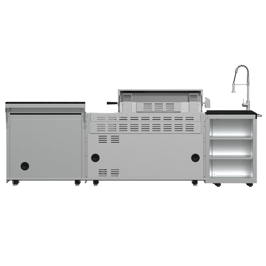 Forno Bulnes 40-Inch, Stainless Steel BBQ, with 5 Burners, Sear & Rotisserie Infrared, Beverage Center & Black Granite Countertops - FODKT2520BLK