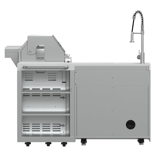 Forno Bulnes 40-Inch, Stainless Steel BBQ with 5 Burners, Sear & Rotisserie Infrared with Side Burner, Beverage Center & White Sintered Stone Countertops - FODKT2520WHT