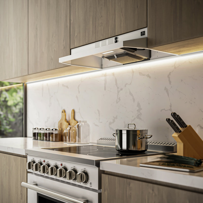 Load image into Gallery viewer, Forno Cappa 30-Inch Under Cabinet Range Hood, White, 200 CFM, Convertible, LED Lighting

