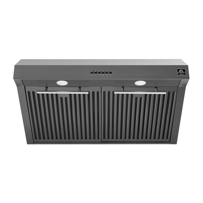 Load image into Gallery viewer, FORNO Premium 2-Piece Kitchen Bundle - Leonardo Espresso 30&quot; Black Range, 30&quot; Black Range Hood - FBDL-002-02US
