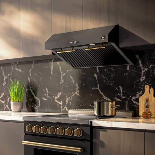 Forno Bari Espresso 30-Inch, Black Under Cabinet Range Hood - FRHUC5255-30BLK