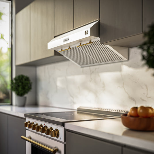 Forno Bari Espresso 30-Inch, White Under Cabinet Range Hood - FRHUC5255-30WHT