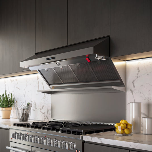 Forno Savona 48-Inch, Stainless Steel Wall Mount Range Hood with Hybrid Filters and Backsplash - FRHWM5029-48HB