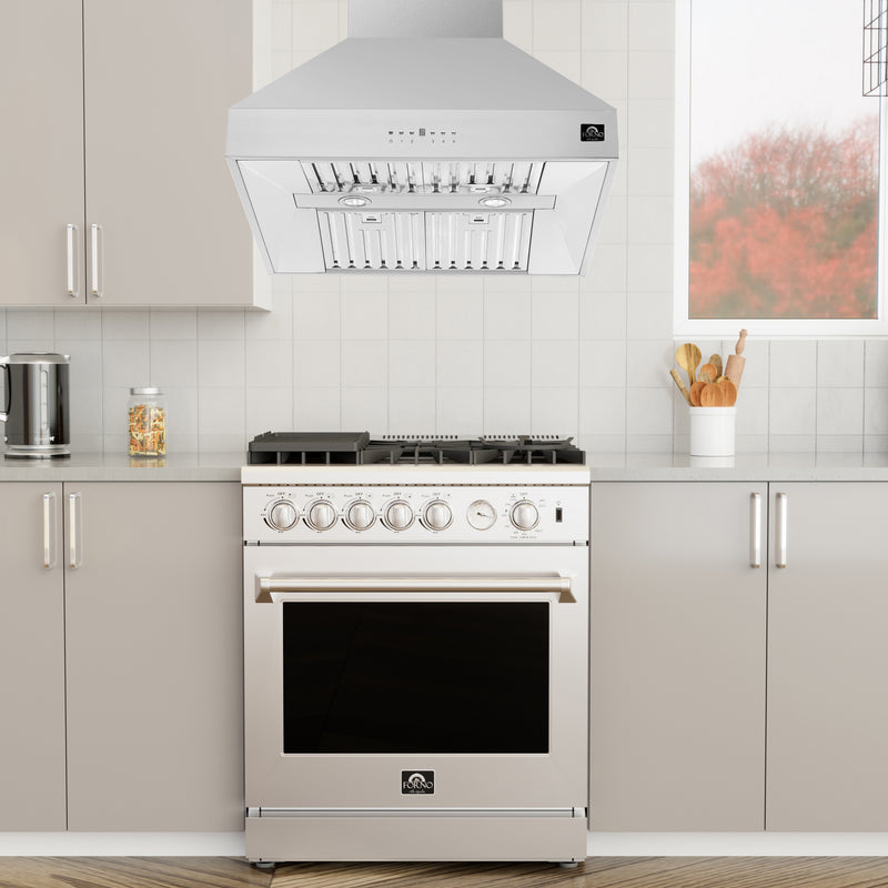 Load image into Gallery viewer, Forno Orvieto 30-Inch Wall Mount Range Hood, LED Lighting, Heavy Duty, Stainless Steel
