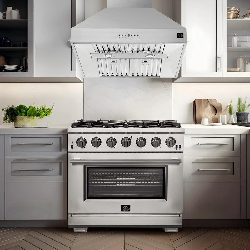 Load image into Gallery viewer, Forno Orvieto 36-Inch Wall Mount Range Hood, LED Lighting, Heavy Duty, Stainless Steel
