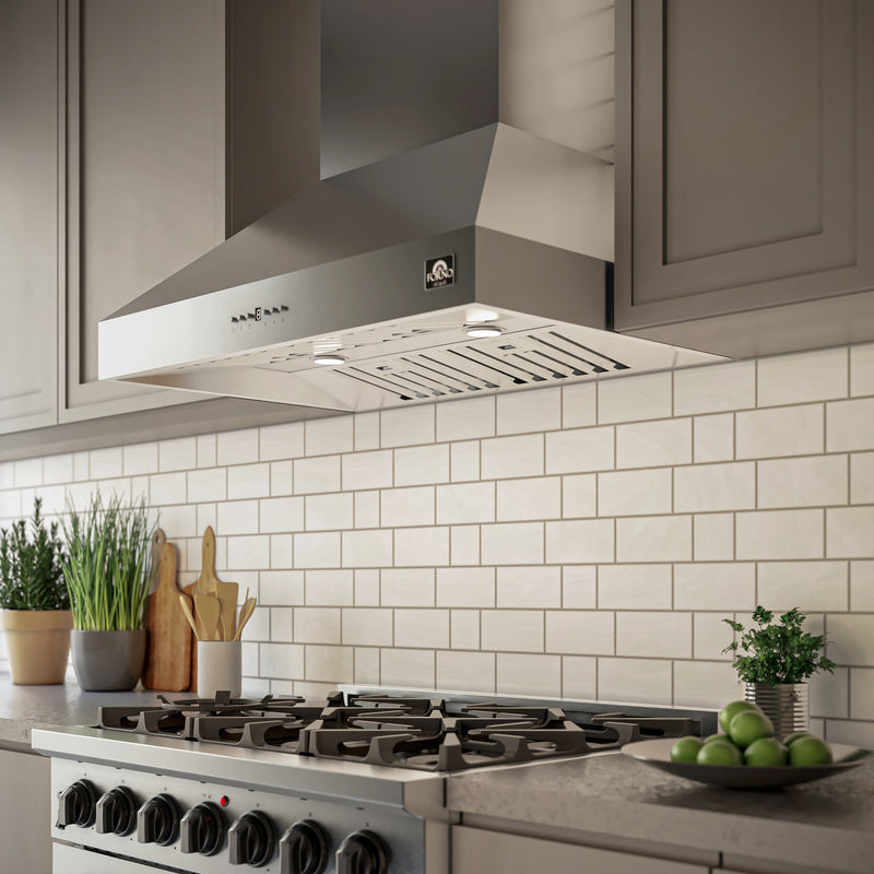 Load image into Gallery viewer, Forno Orvieto 36-Inch Wall Mount Range Hood, LED Lighting, Heavy Duty, Stainless Steel
