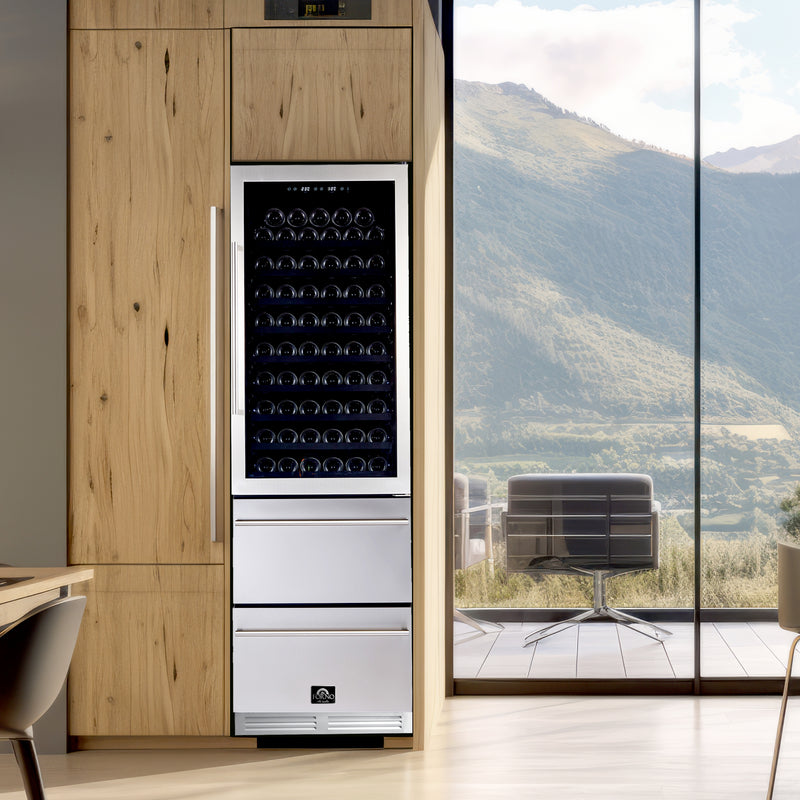 Load image into Gallery viewer, Forno Azienda 24-Inch Dual Temperature Zone Wine Cooler, Up to 108 Bottles, Two Refrigerated Drawers, Adjustable Temperature Zones, Energy Efficient

