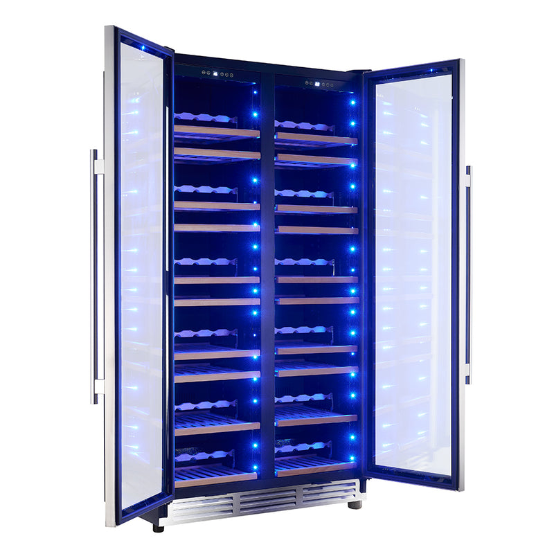 Load image into Gallery viewer, Forno Vernazza 40-Inch Side-by-Side Dual Zone Wine Cellar, 25.07 cu.ft Capacity, Stainless Steel, Temperature Control, UV-Protected Glass Door, Wooden Shelves
