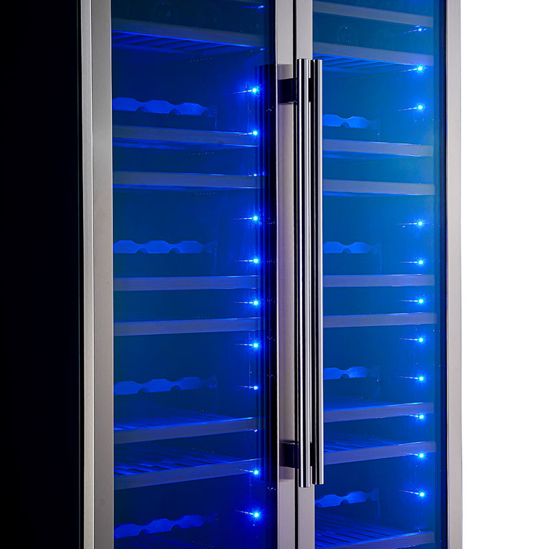 Load image into Gallery viewer, Forno Vernazza 40-Inch Side-by-Side Dual Zone Wine Cellar, 25.07 cu.ft Capacity, Stainless Steel, Temperature Control, UV-Protected Glass Door, Wooden Shelves
