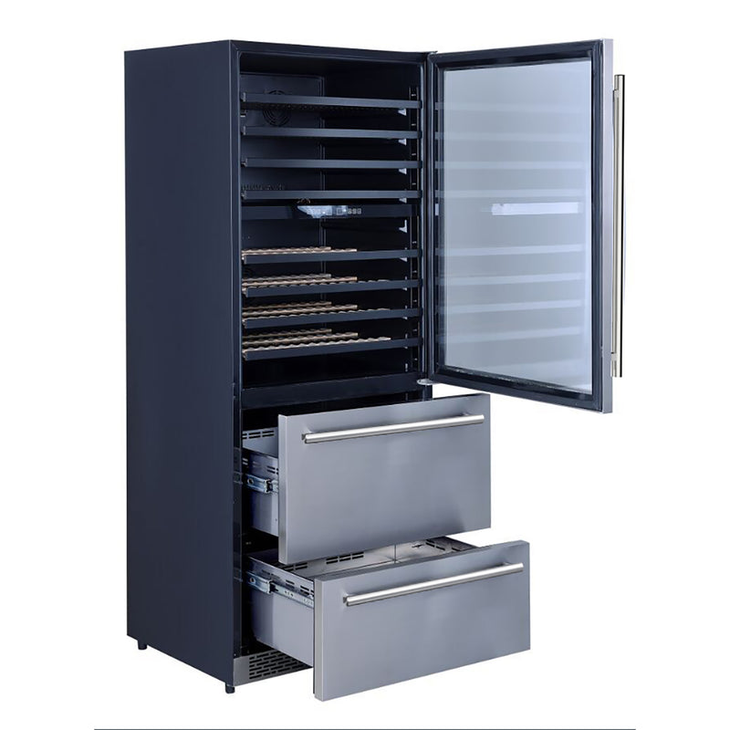 Load image into Gallery viewer, Forno Capraia 30-Inch Triple Temperature Zone Wine Cooler, Up to 144 Bottles, Two Refrigerated Drawers, Adjustable Temperature Zones
