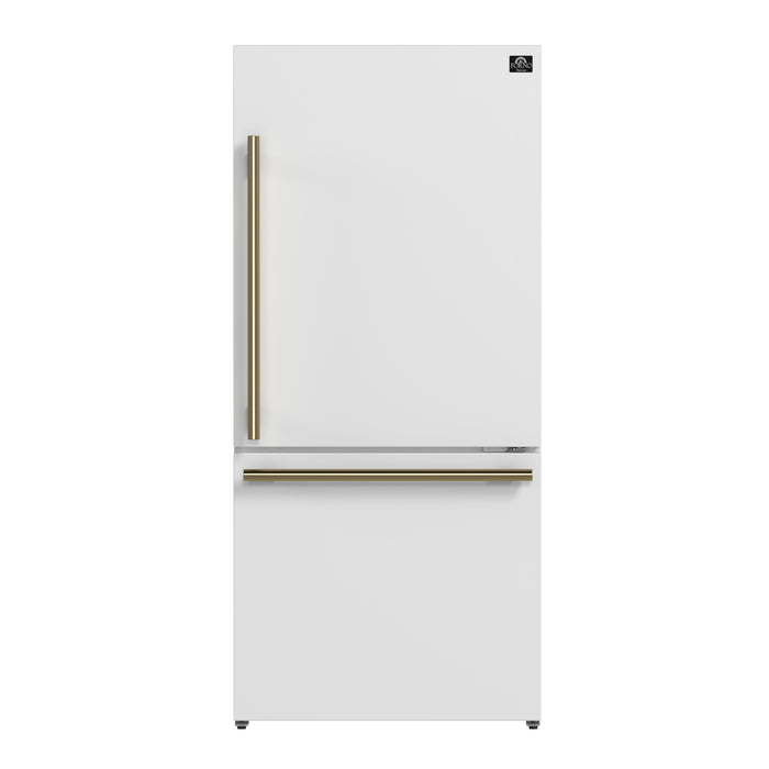Forno Milano Espresso 31-Inch, White Bottom Freezer Refrigerator - FFFFD1785-31WHT