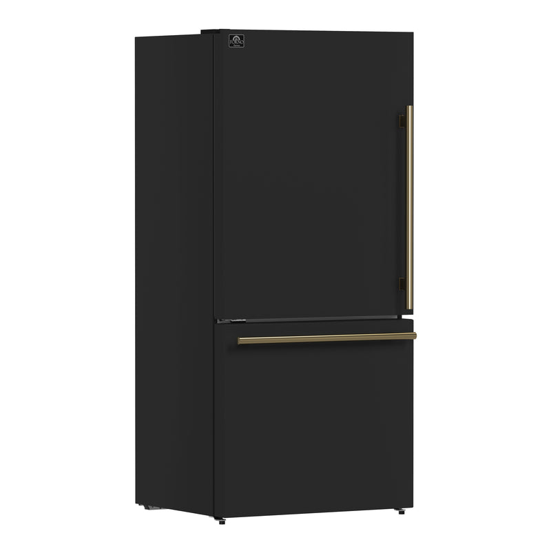 Load image into Gallery viewer, Forno Milano Espresso 31-Inch Black Bottom Freezer Refrigerator, 17.2 Cu. Ft., Energy-Efficient, No Frost, Built-In Ice Maker
