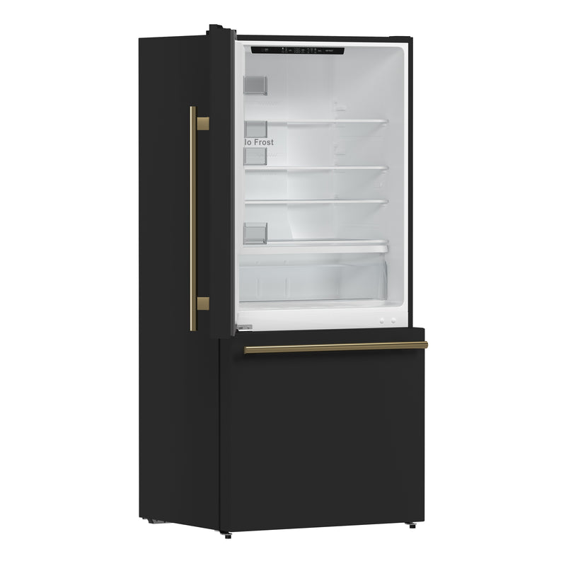 Load image into Gallery viewer, Forno Milano Espresso 31-Inch Black Bottom Freezer Refrigerator, 17.2 Cu. Ft., Energy-Efficient, No Frost, Built-In Ice Maker
