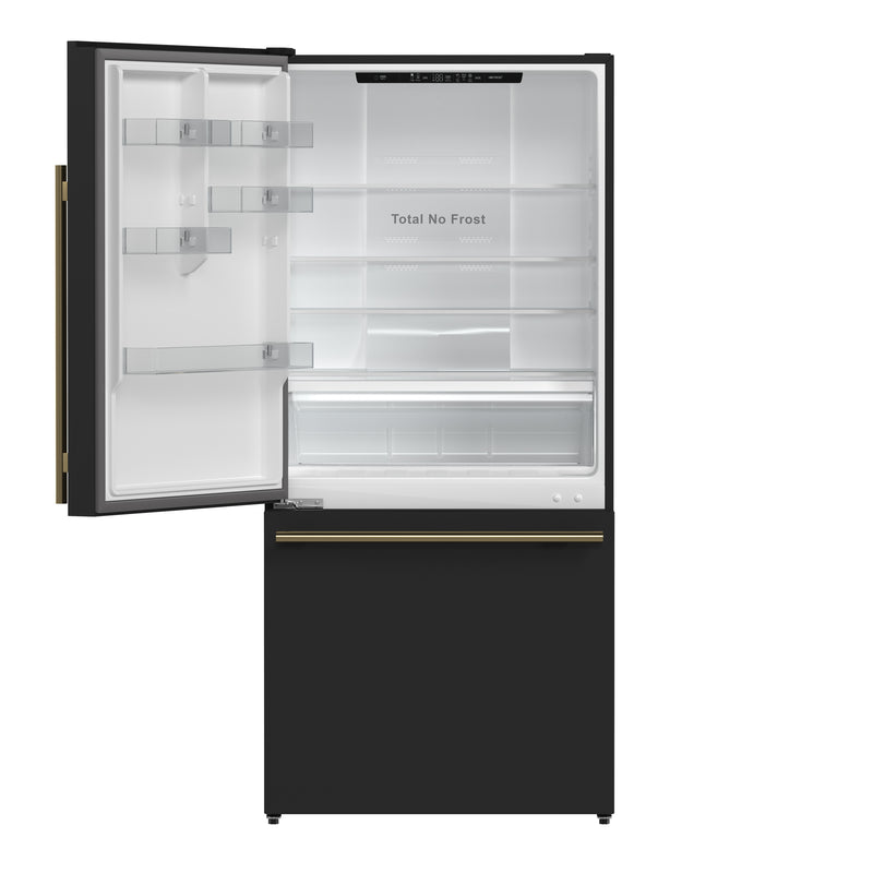 Load image into Gallery viewer, Forno Milano Espresso 31-Inch Black Bottom Freezer Refrigerator, 17.2 Cu. Ft., Energy-Efficient, No Frost, Built-In Ice Maker
