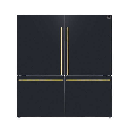 Forno Milano 2-Piece 62-Inch, Black Freestanding Dual Bottom Freezer Refrigerator - FFFFD1787-60BLK