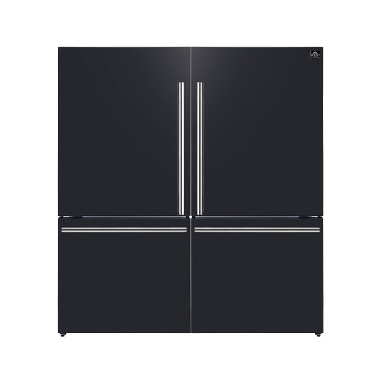 Forno Milano 2-Piece 62-Inch, Black Freestanding Dual Bottom Freezer Refrigerator - FFFFD1787-60BLK