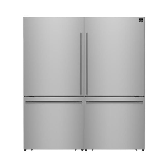 Forno Milano 2-Piece 62-Inch, Stainless Steel Freestanding Dual Bottom Freezer Refrigerator - FFFFD1787-60S