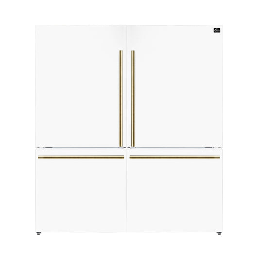 Forno Milano 2-Piece 62-Inch, White Freestanding Dual Bottom Freezer Refrigerator - FFFFD1787-60WHT
