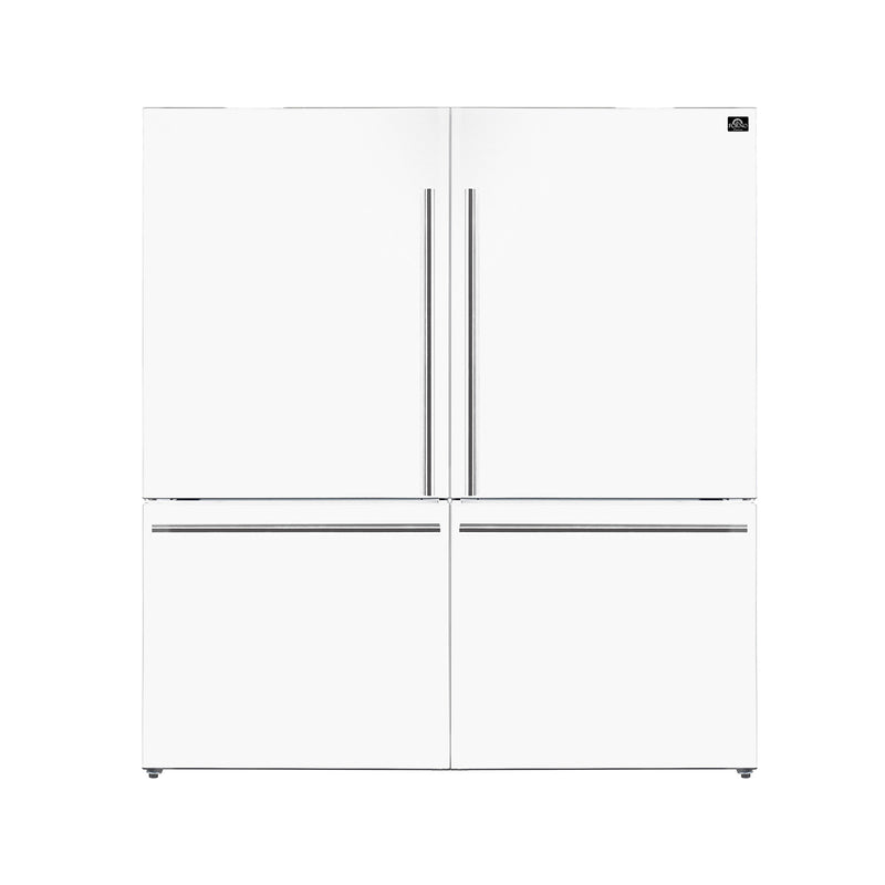Load image into Gallery viewer, Forno Milano 2-Piece 62-Inch, White Freestanding Dual Bottom Freezer Refrigerator - FFFFD1787-60WHT
