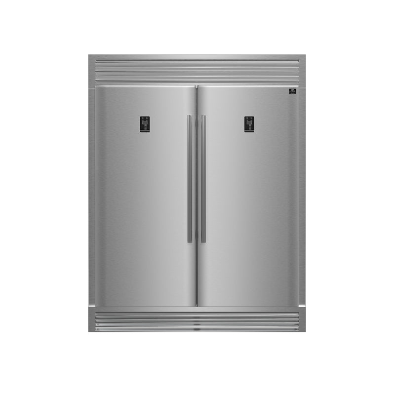 Load image into Gallery viewer, FORNO Premium 3-Piece Kitchen Bundle - FORNO Galiano 48&quot; Freestanding Dual Fuel Range, FORNO Rizzuto 60&quot; W. Dual Combo Convertible Refrigerator, FORNO 48&quot; Wall Mount Range Hood - FBDL-017-02US
