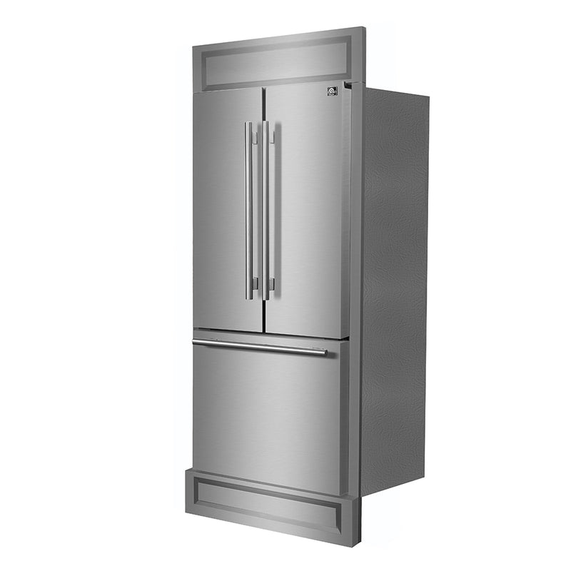 Load image into Gallery viewer, Forno Gallipoli 30-Inch French Door Refrigerator, 17.5 cu.ft Capacity, Modern Decorative Grill, 34-Inch Width, Stainless Steel, No Frost Technology, Energy Efficient
