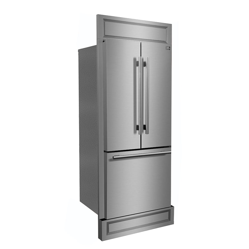 Load image into Gallery viewer, Forno Gallipoli 30-Inch French Door Refrigerator, 17.5 cu.ft Capacity, Modern Decorative Grill, 34-Inch Width, Stainless Steel, No Frost Technology, Energy Efficient
