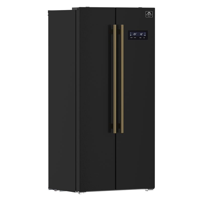 Load image into Gallery viewer, Forno Salerno Espresso 33-Inch Black Side-by-Side Refrigerator, 15.6 Cu. Ft., Energy-Efficient, No Frost, Modern Design
