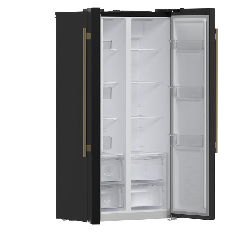 Load image into Gallery viewer, Forno Salerno Espresso 33-Inch Black Side-by-Side Refrigerator, 15.6 Cu. Ft., Energy-Efficient, No Frost, Modern Design
