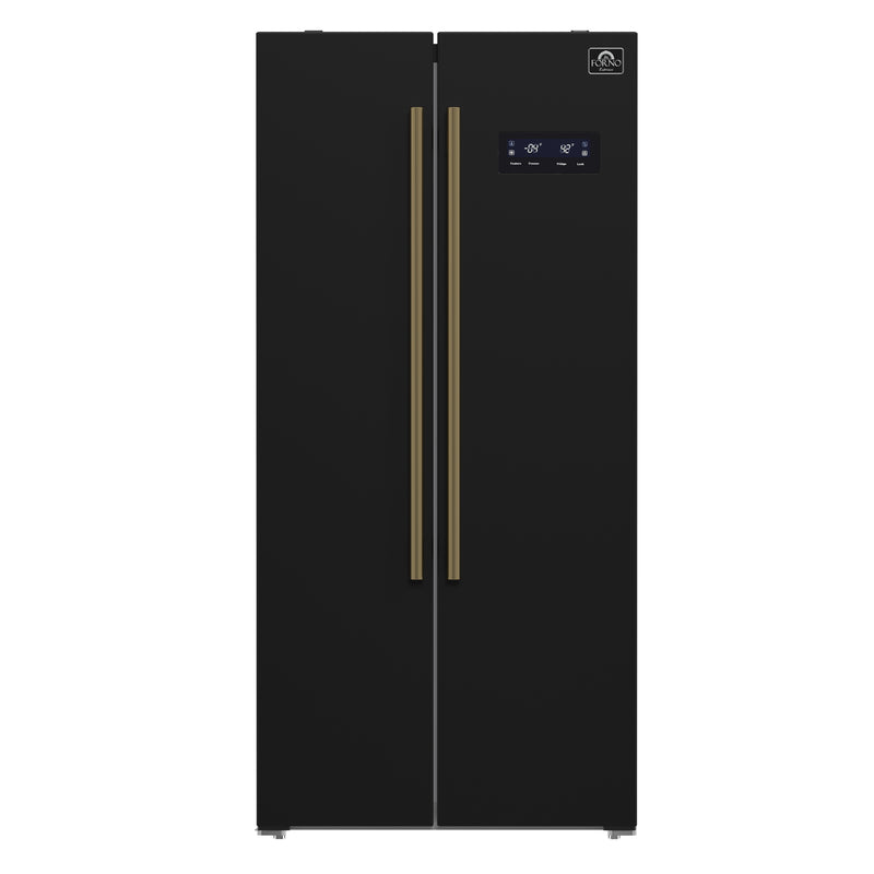 Load image into Gallery viewer, Forno Salerno Espresso 33-Inch Black Side-by-Side Refrigerator, 15.6 Cu. Ft., Energy-Efficient, No Frost, Modern Design
