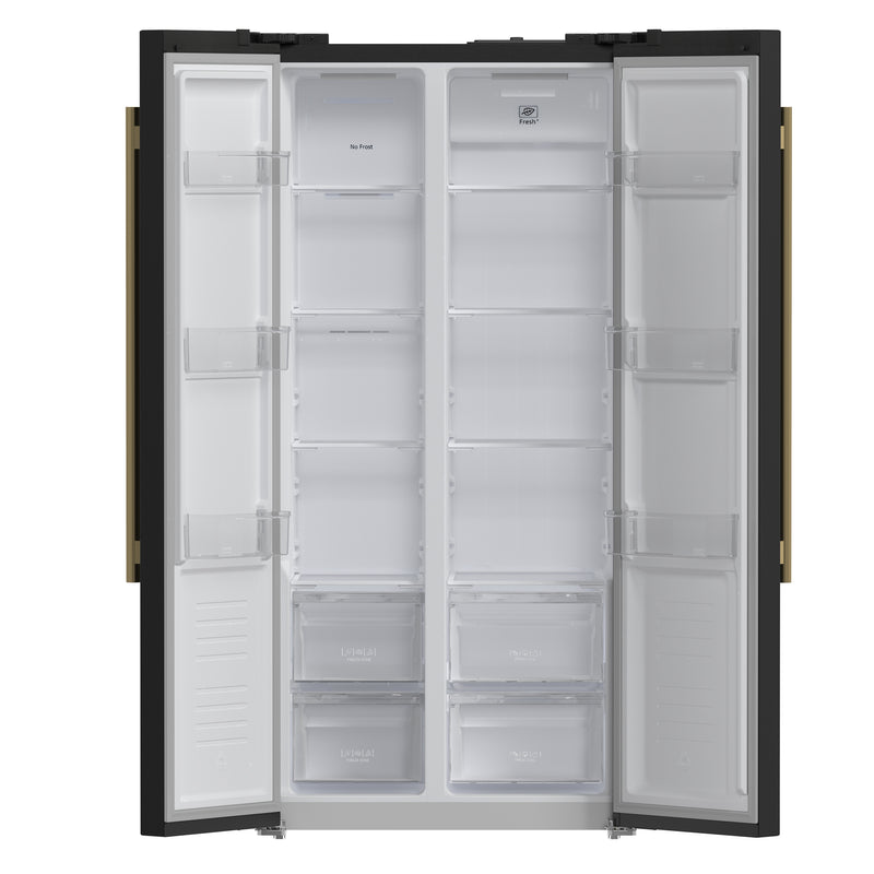 Load image into Gallery viewer, Forno Salerno Espresso 33-Inch Black Side-by-Side Refrigerator, 15.6 Cu. Ft., Energy-Efficient, No Frost, Modern Design
