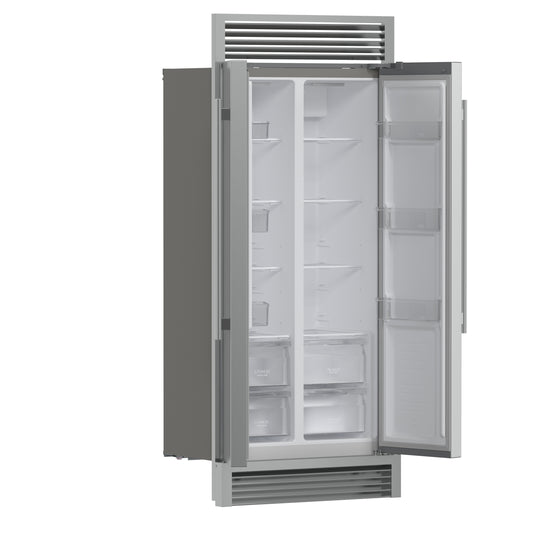 Forno Salerno 37-Inch Built-In Stainless Steel Refrigerator, 15.6 cu.ft, Decorative Grill, ENERGY STAR Certified