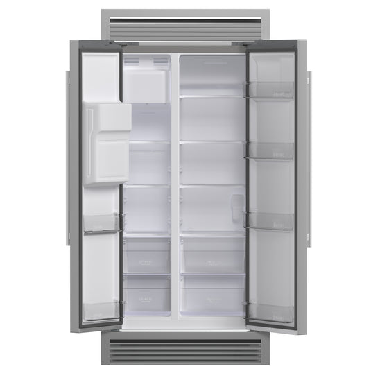 Forno Salerno 40-Inch Built-In Stainless Steel Refrigerator, 20 cu.ft, Decorative Grill, ENERGY STAR Certified