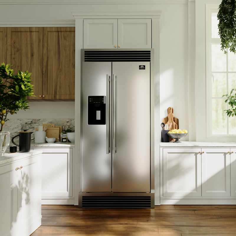 Load image into Gallery viewer, Forno Salerno 40-Inch Built-In Stainless Steel Refrigerator, 20 cu.ft, Decorative Grill, ENERGY STAR Certified
