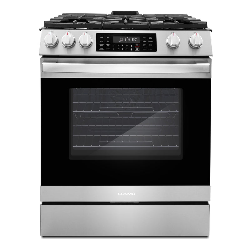 Load image into Gallery viewer, Cosmo Professional Style 30 inch, Stainless Steel Slide-In Gas Range with Self Clean Air Fry Oven - COS-GRC305KTD
