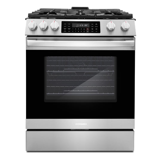 Cosmo Professional Style 30 inch, Stainless Steel Slide-In Gas Range with Self Clean Air Fry Oven - COS-GRC305KTD