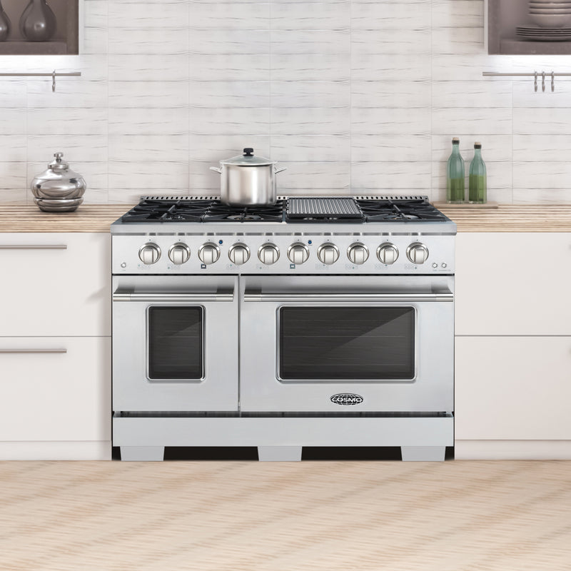 Load image into Gallery viewer, Cosmo Commercial-Style 48 inch, Stainless Steel Double Oven Gas Range - COS-GRP486G
