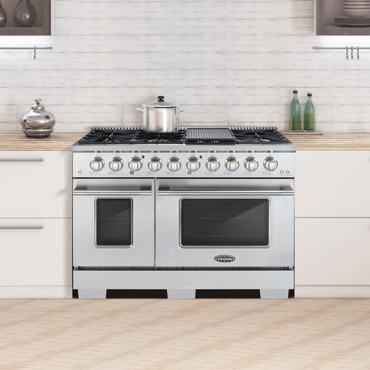 Cosmo Commercial-Style 48 inch, Stainless Steel Double Oven Gas Range - COS-GRP486G