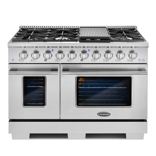 Cosmo Commercial-Style 48 inch, Stainless Steel Double Oven Gas Range - COS-GRP486G