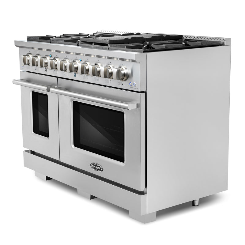 Load image into Gallery viewer, Cosmo Commercial-Style 48 inch, Stainless Steel Double Oven Gas Range - COS-GRP486G
