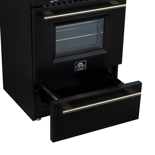 Forno Breno 24 Inch, Black Freestanding Gas Range - FFSGS6272-24BLK
