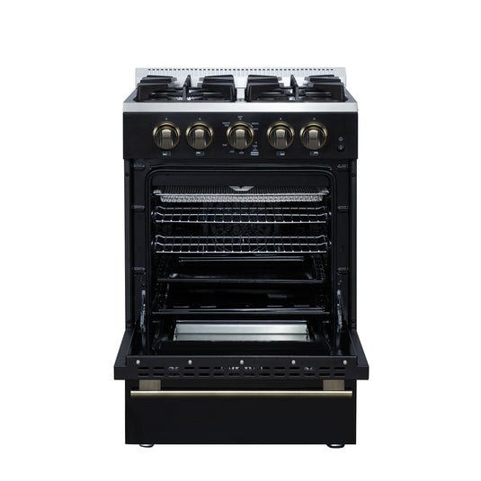 Forno Breno 24 Inch, Black Freestanding Gas Range - FFSGS6272-24BLK