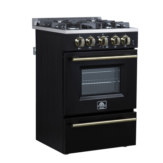 Forno Breno 24 Inch, Black Freestanding Gas Range - FFSGS6272-24BLK