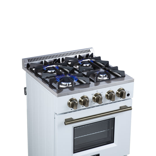 Forno Breno 24 Inch, White Freestanding Gas Range in White - FFSGS6272-24WHT