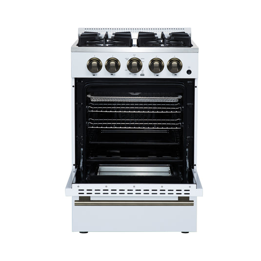 Forno Breno 24 Inch, White Freestanding Gas Range in White - FFSGS6272-24WHT